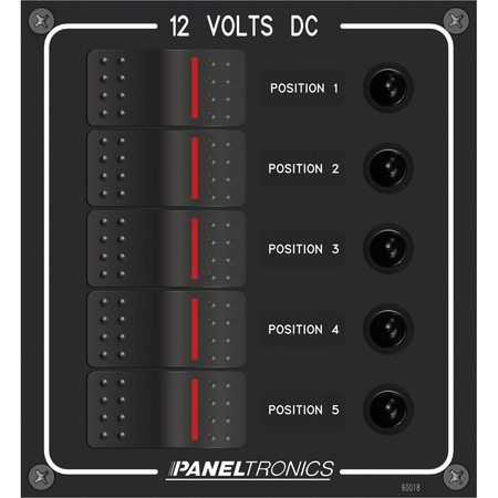 PANELTRONICS Dc 5 Position Illuminated Rocker Switch 9960018B